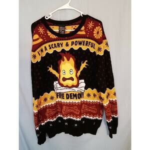 Howls Moving Castle; Black with flame with eyes and arms.